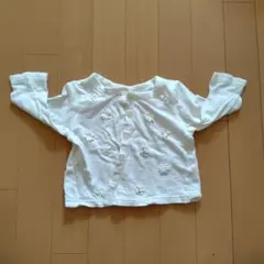 ホワイト 花柄刺繍 カーディガン