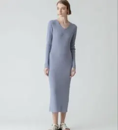 新品　リブ編みロングワンピースのサムネイル