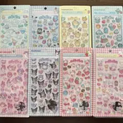 サンリオ　キャラクター　ボンボンドロップシール　立体　硬質　8点セット