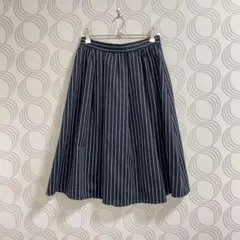 nano universe♡ひざ下丈 フレアスカート ストライプ ウエストゴム