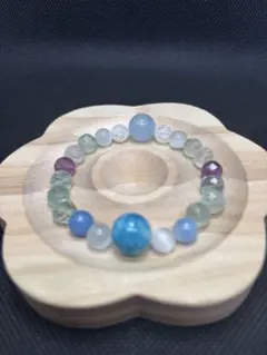 ラリマーアクアマリンポイント癒しの天然石ブレスレット