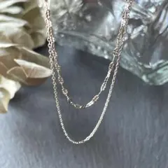 レイヤードネックレス＊2連ネックレス＊ステンレスネックレス/ダブルチェーン