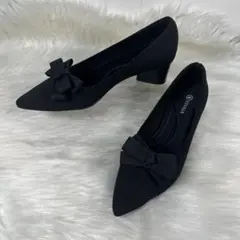 美品 VIVAIA ビバイア パンプス ブラック リボン着脱可 箱付き 37