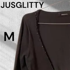 美品　JUSGLITTY ブラウン　ニットカーディガン M カーディガン　羽織