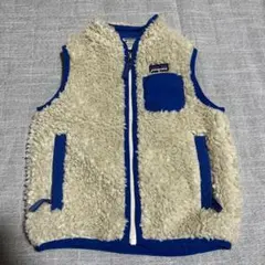 patagonia フリースベスト ベージュ/青