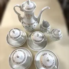 ティーセット ティーポット カップ＆ソーサー 陶器 金彩 透かし彫り