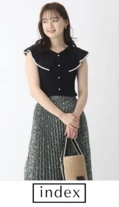 ❤️index❤️インデックス ケープカラーパールボタンニット Ｍ　新品のサムネイル