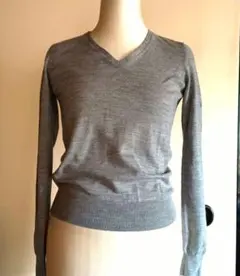 UNIQLO エクストラファイン メリノ Vネック セーター グレー S
