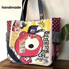 970.短期出品★刺繍　デニムリメイク トートバッグ サイドポケット