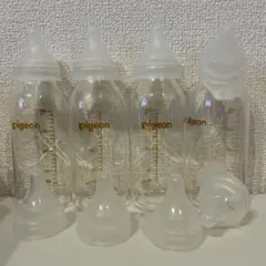 Pigeon ガラス哺乳瓶 200ml 4本+ 乳首2種×4個 セット