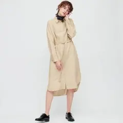 新品 ユニクロ　U　ドローストリングシャツワンピース サイズM