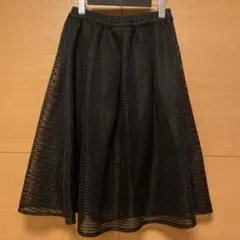 ドレスキップ フレアスカート ブラック メッシュ 膝丈 Mサイズ ウエストゴムのサムネイル