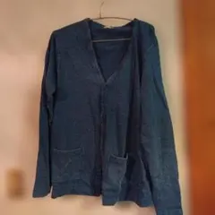 GUダークブルー カーディガン フロントボタン