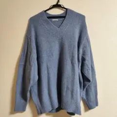 【100円値引き◎】GU ブラッシュドヤーンVネックセーター 長袖