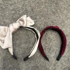 ラブリー系リボン付きヘアバンド2個セット