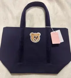 新品　L フェイラーオールドテディワッペントートバッグ　ネイビー
