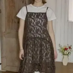 【GIUNON 】ストレッチレースドレス レースキャミワンピース