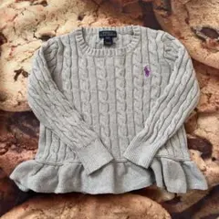 Polo Ralph Lauren グレー ケーブルニットセーター 4/4T