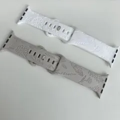 花柄シリコンバンド ホワイト グレー