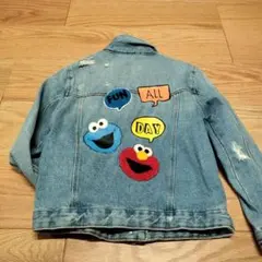 【ZARA kids】セサミストリートコラボ クラッシュデニム Gジャン