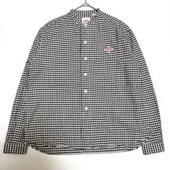 DANTON ダントン ノーカラー シャツブラウス ギンガムチェック 36