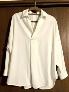 オーバーサイズ ホワイト シャツ 七分袖 ボタン開き