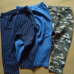 お得に！UNIQLOパンツ3枚セット(ストライプ・ライトブルー・迷彩ベージュ)