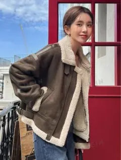 DAZY テディライニングpuレザージャケット ドロップショルダー