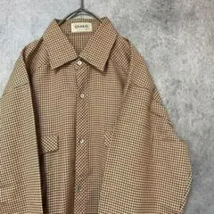 80s vintage 長袖　柄シャツ　ポリ　メンズ　M 古着　個性派