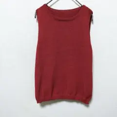 大人可愛い♡ 鮮やかレッドのサマーニットベスト ショート丈 重ね着に◎