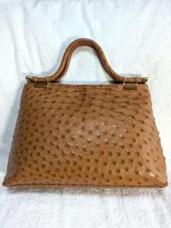 GENUINE OSTRICH LEATHER ハンドバッグ キャメル ダチョウ - メルカリ