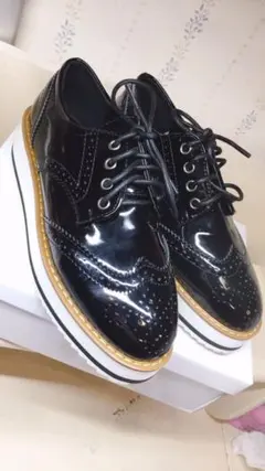 オックスフォードシューズ 厚底靴