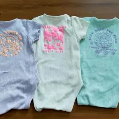 next 半袖 ロンパース 3枚セット 3-6M 70cm リブ素材 女の子のサムネイル