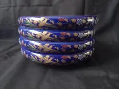 有田焼仁禅窯 古伊万里4枚 色絵 金彩鉄鉢 藍染友禅盛鉢 フリー皿直径18cm