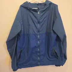青色 フード付き ナイロンジャケット Lサイズ