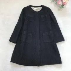 アースミュージック＆エコロジー ノーカラージャケット ロング丈 アウター コート