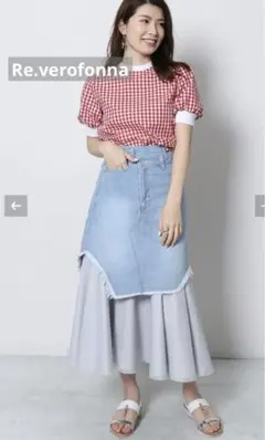 美品Re.verofonna ★メッシュドッキングデニムスカート　マーメイドのサムネイル