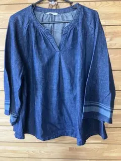 SERVICE ダークブルー シャツ 七分袖