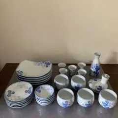 和食器 5枚組 7点セット麗峰 花柄 青色 美品