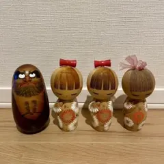 青木蓼華　ひな菊　創作こけし だるま こけし 4体セット
