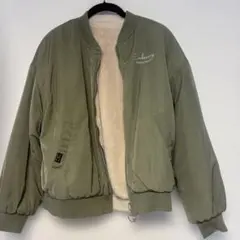150メゾピアノリバーシブルオリーブグリーン ボンバージャケット