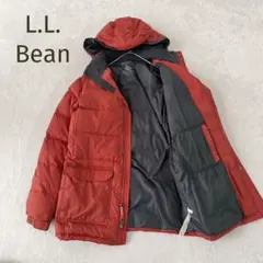★L.L.Bean★フード付 ロングダウンジャケット 赤朱色 サイズ大きめのS