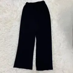 センスオブプレイス（F）フレアパンツ ニットパンツ ブラック