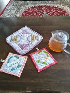 パッチワーク敷物3点セットハンドメイド