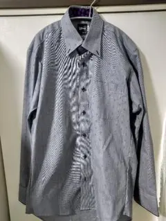 Disney スリムフィット 長袖シャツ M グレー ストライプ