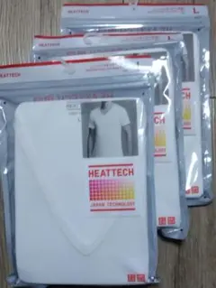 ヒートテック VネックＴシャツ(半袖) 3枚セット メンズLサイズ ホワイト