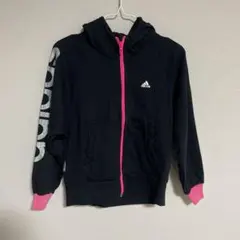 adidas フルジップパーカー ネイビー/ピンク　140くらい