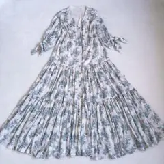 極美品【Sea of Rose】花柄 ロング ティアード ワンピース ドレスのサムネイル