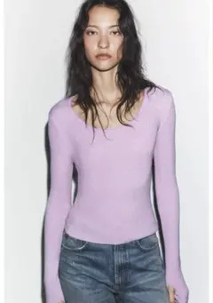 ZARA リブニット フィンガーホール 長袖のサムネイル