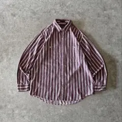 90s 黒タグ エディーバウアー フランネルシャツ ストライプ柄 金タグ